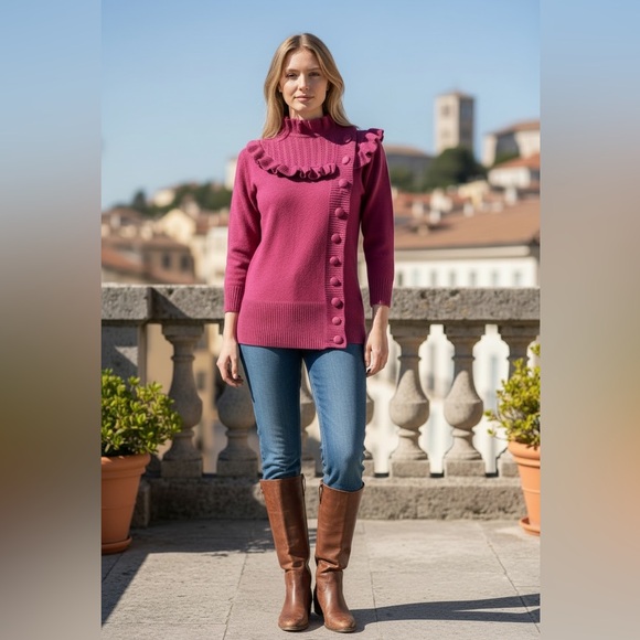 Vintage Y2K dELiA*s Ruffled Turtleneck Sweater - Picture 3 of 7